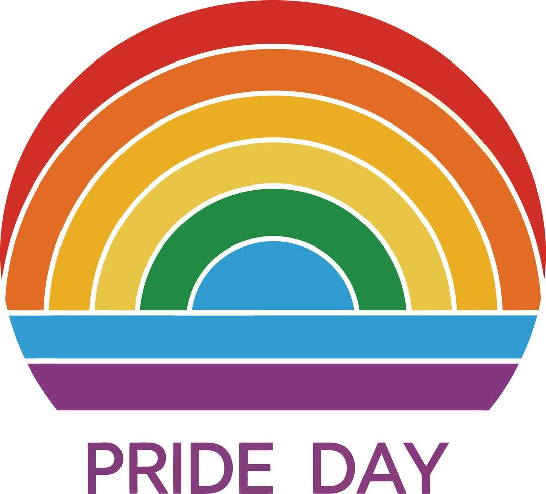 Rainbow Pride Day Celebration Logo with Multicolor Arches and Text for LGBT Support and Equality Awareness vector
