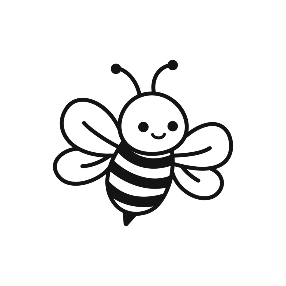 Cute Bee Doodle Simple Line Art Illustration png