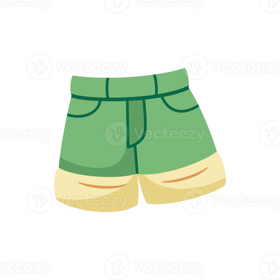 Simple Green Shorts with Yellow Trim Illustration png