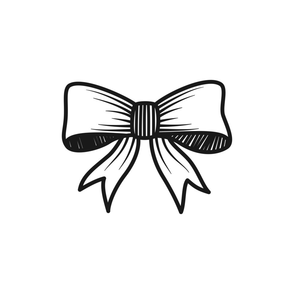 Decorative Bow Ribbon Design and Gift Hand Drawn png