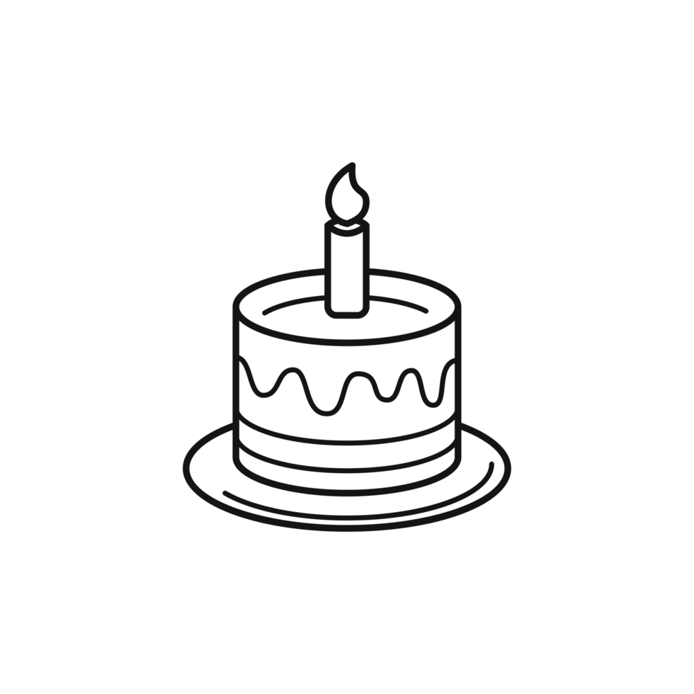 Birthday cake with candle outline png
