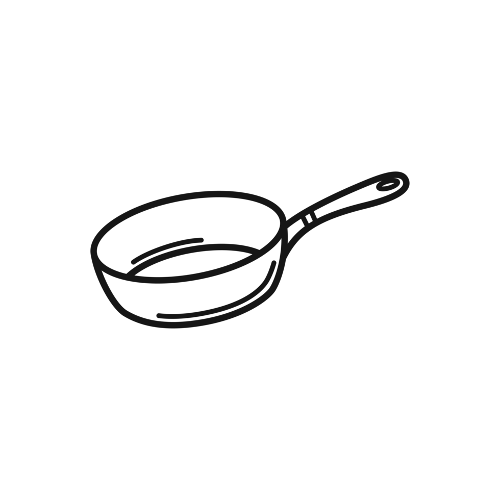 Simple Frying Pan Sketch Cookware Line Art Illustration png