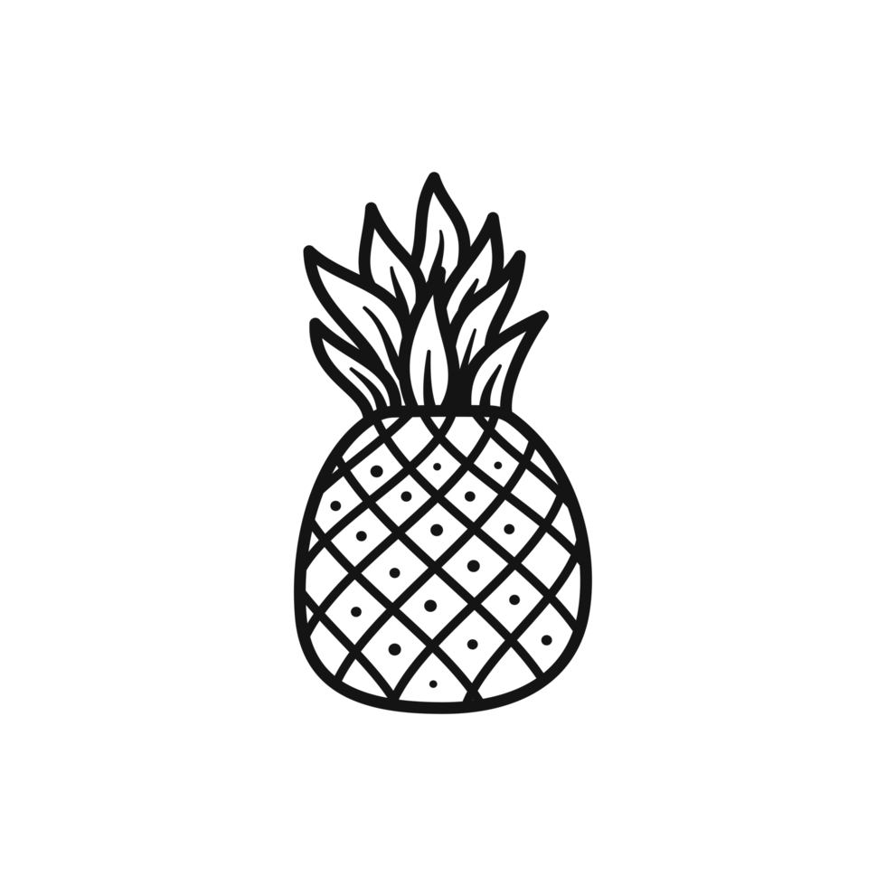 Pineapple fruit hand drawn outline illustration png