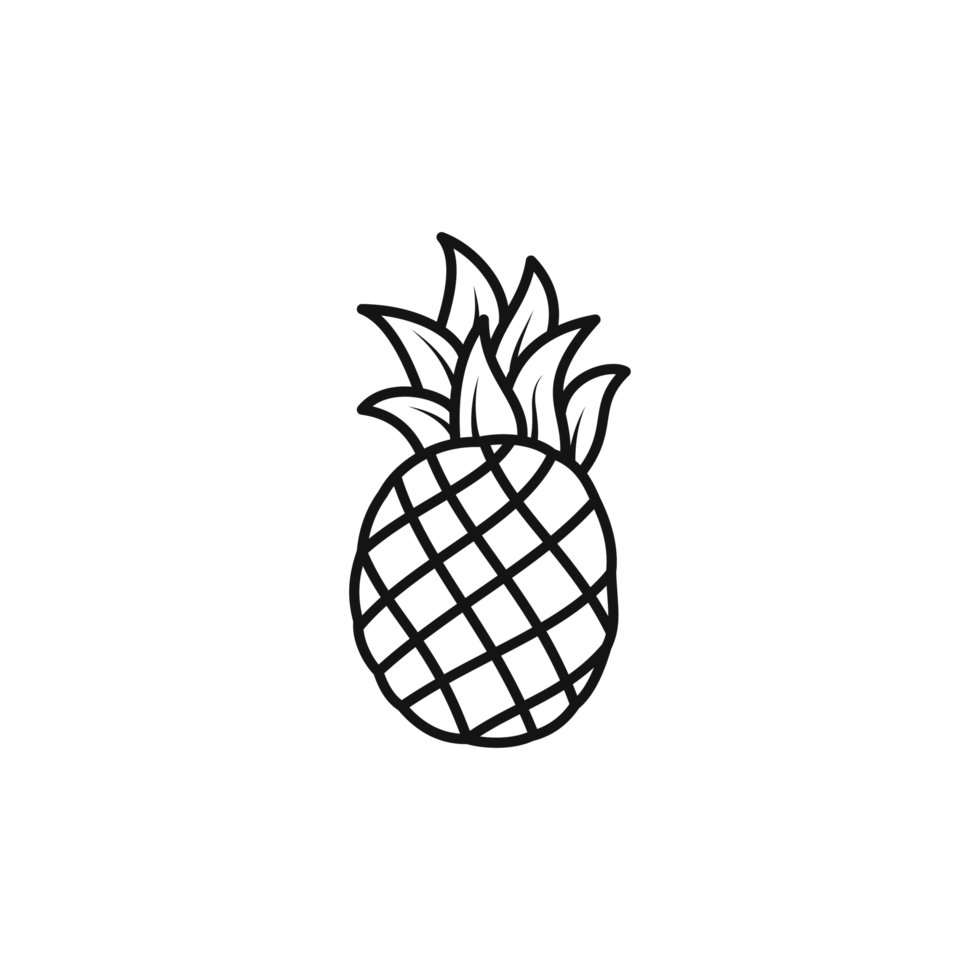 Pineapple fruit icon hand drawn outline illustration png