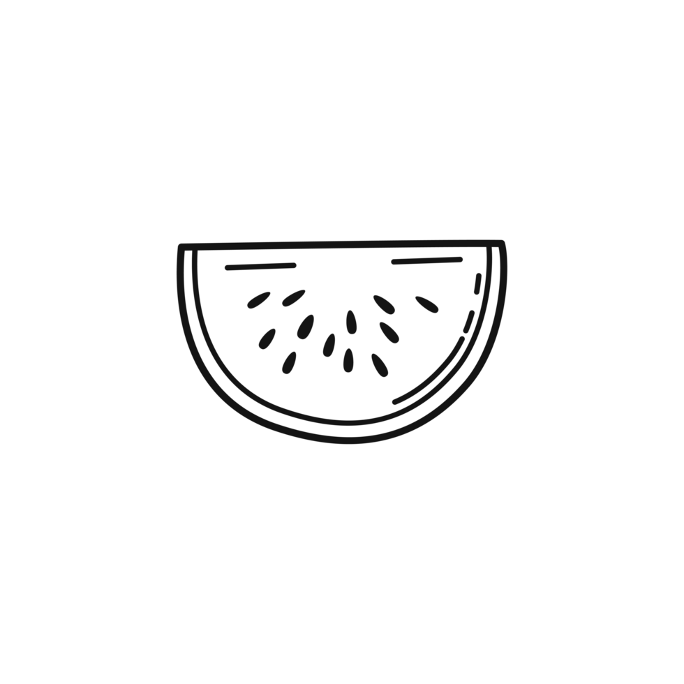Slice of Watermelon hand drawn outline illustration png