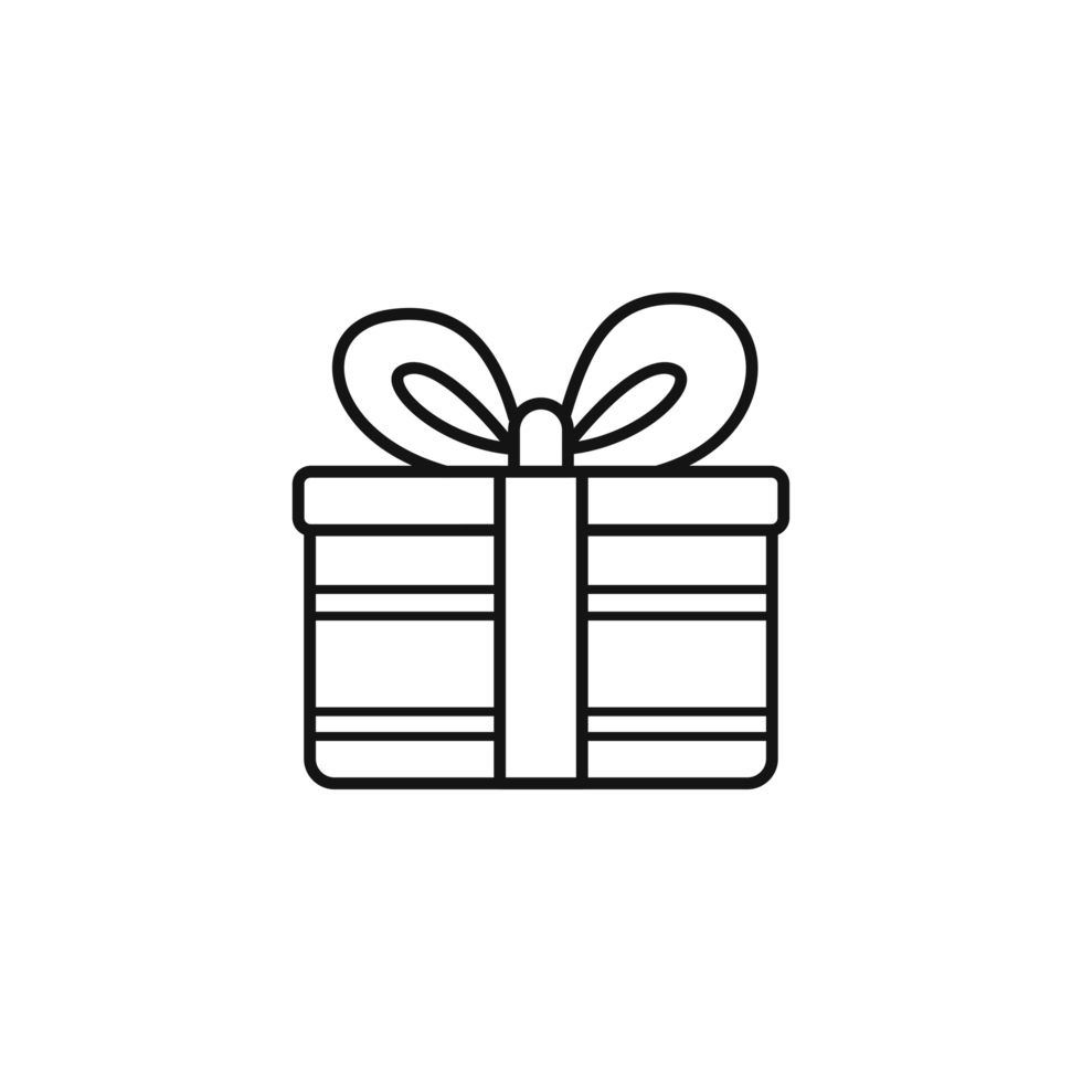 Gift box Present minimalist outline illustration png