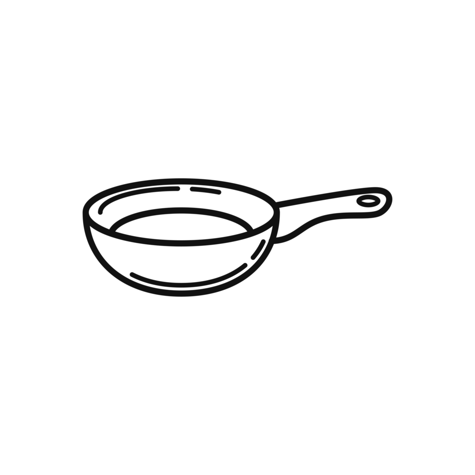 Simple Frying Pan Cookware Line Art Illustration png