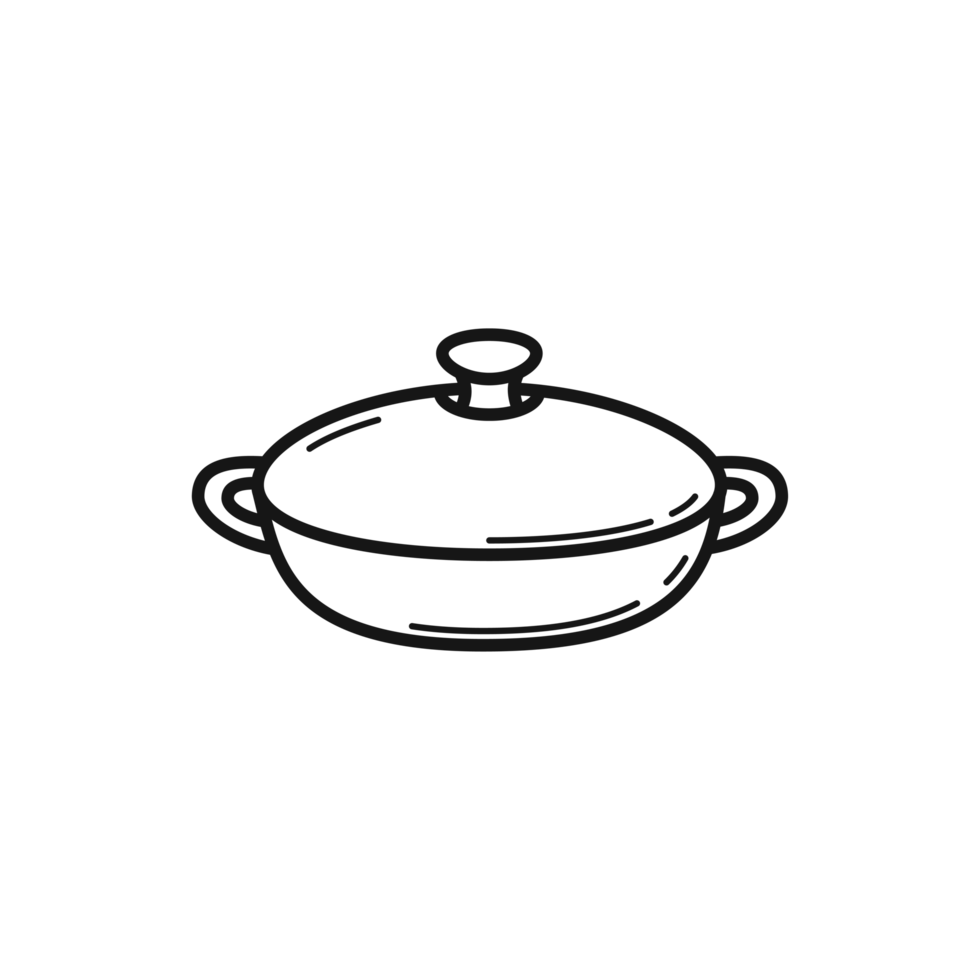 Cooking Pot simple Cookware Line Art Illustration png