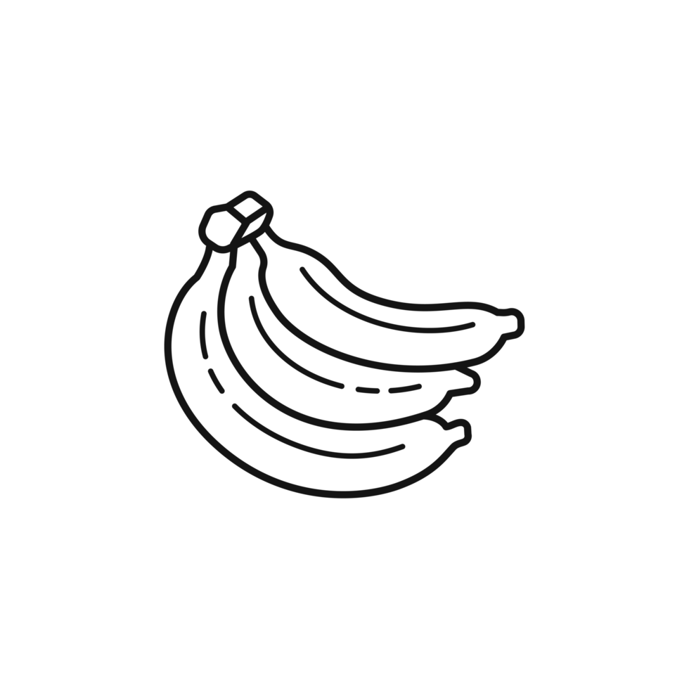Banana fruit line art style outline png