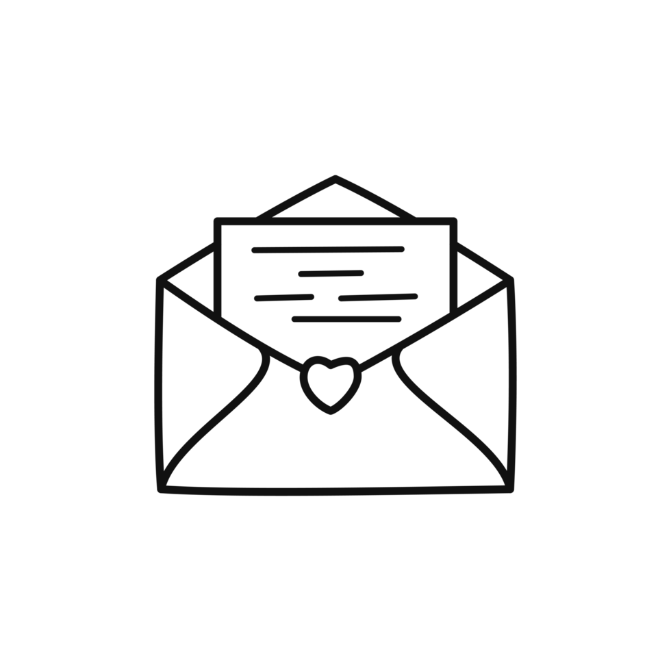 Minimalist Open Envelope Outline Illustration png