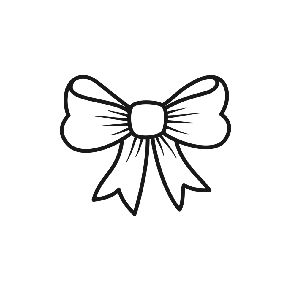 Decorative Bow Ribbon Design and Gift Element Hand Drawn Illustration png