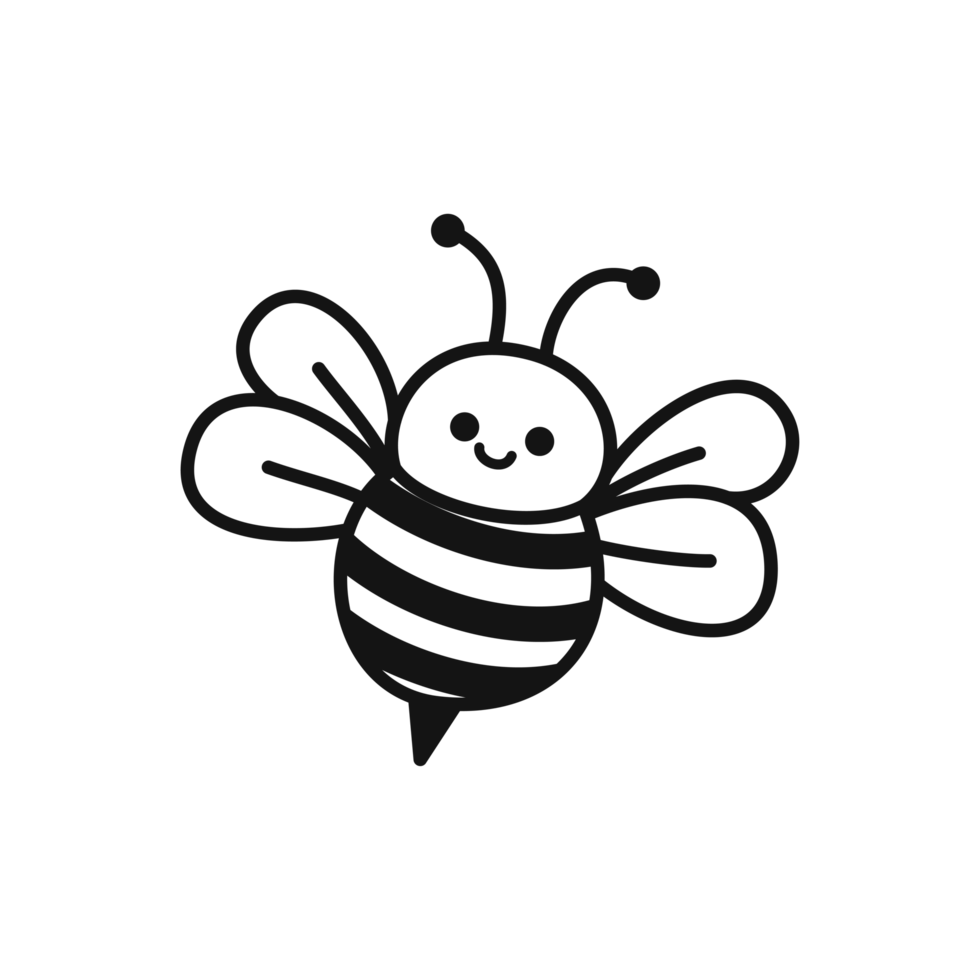 Bee Doodle Simple Line Art png