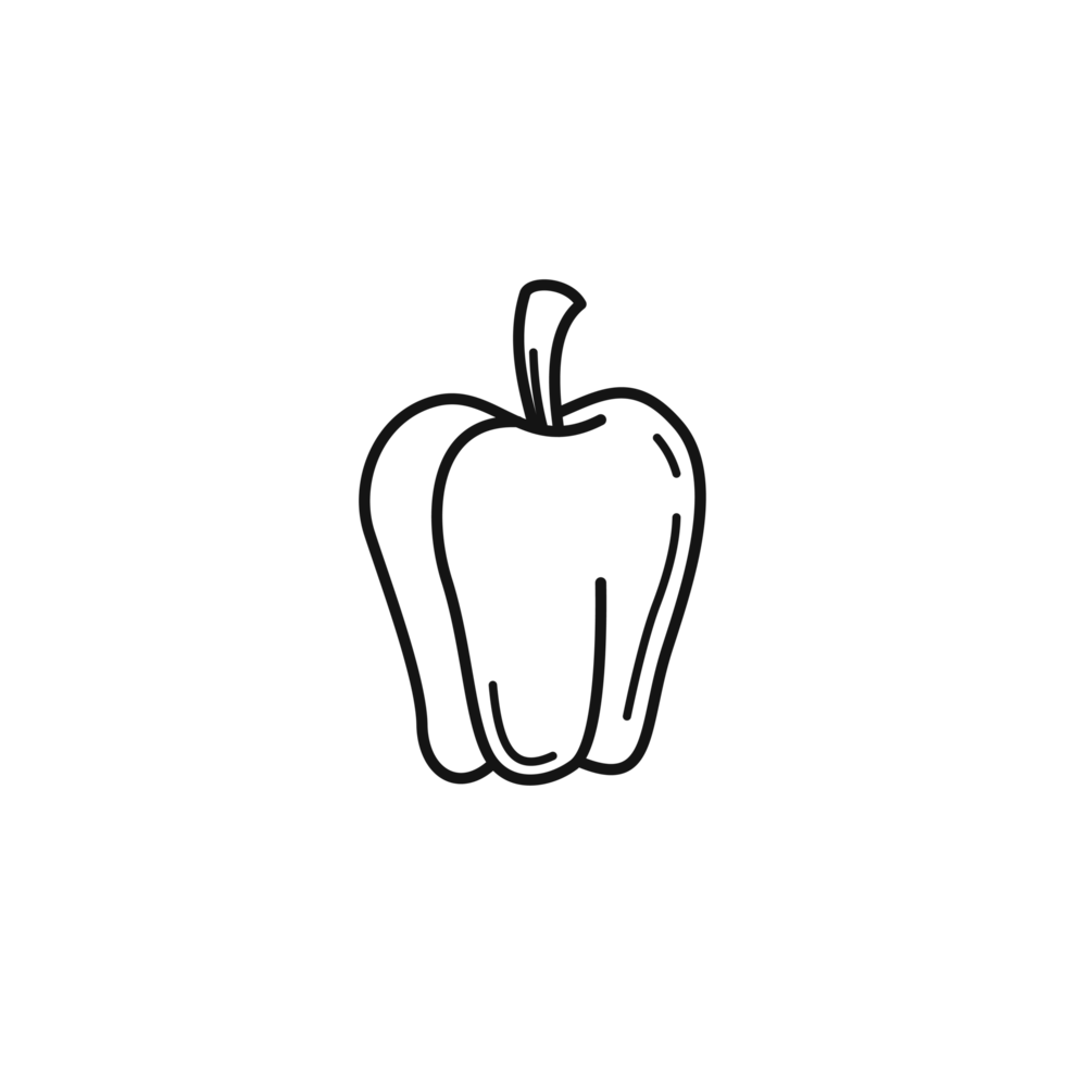 Bell Pepper simple line art Outline Illustration png