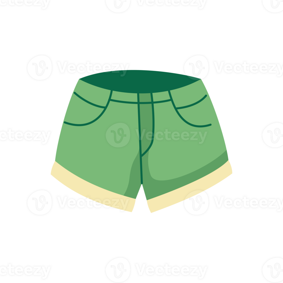 Simple Green Shorts with Yellow Trim png