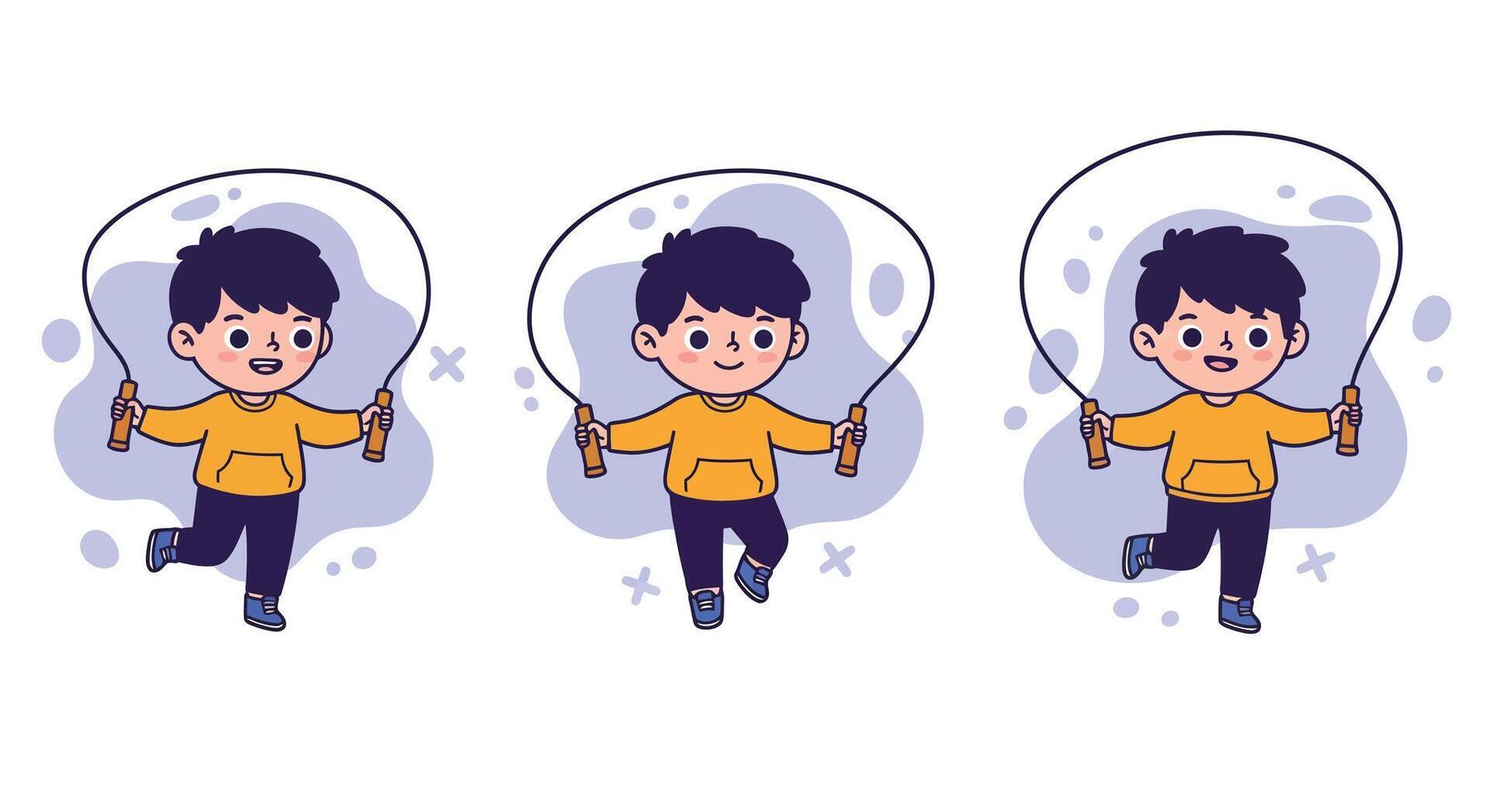 Boy Jumping Rope Illustration in Playful Activity and Exercise Scenes vector