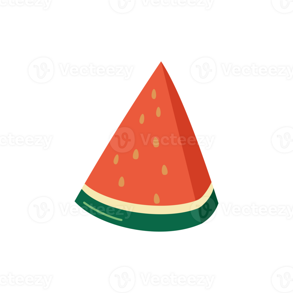 Simple Watermelon Slice Illustration with Seeds and Rind png