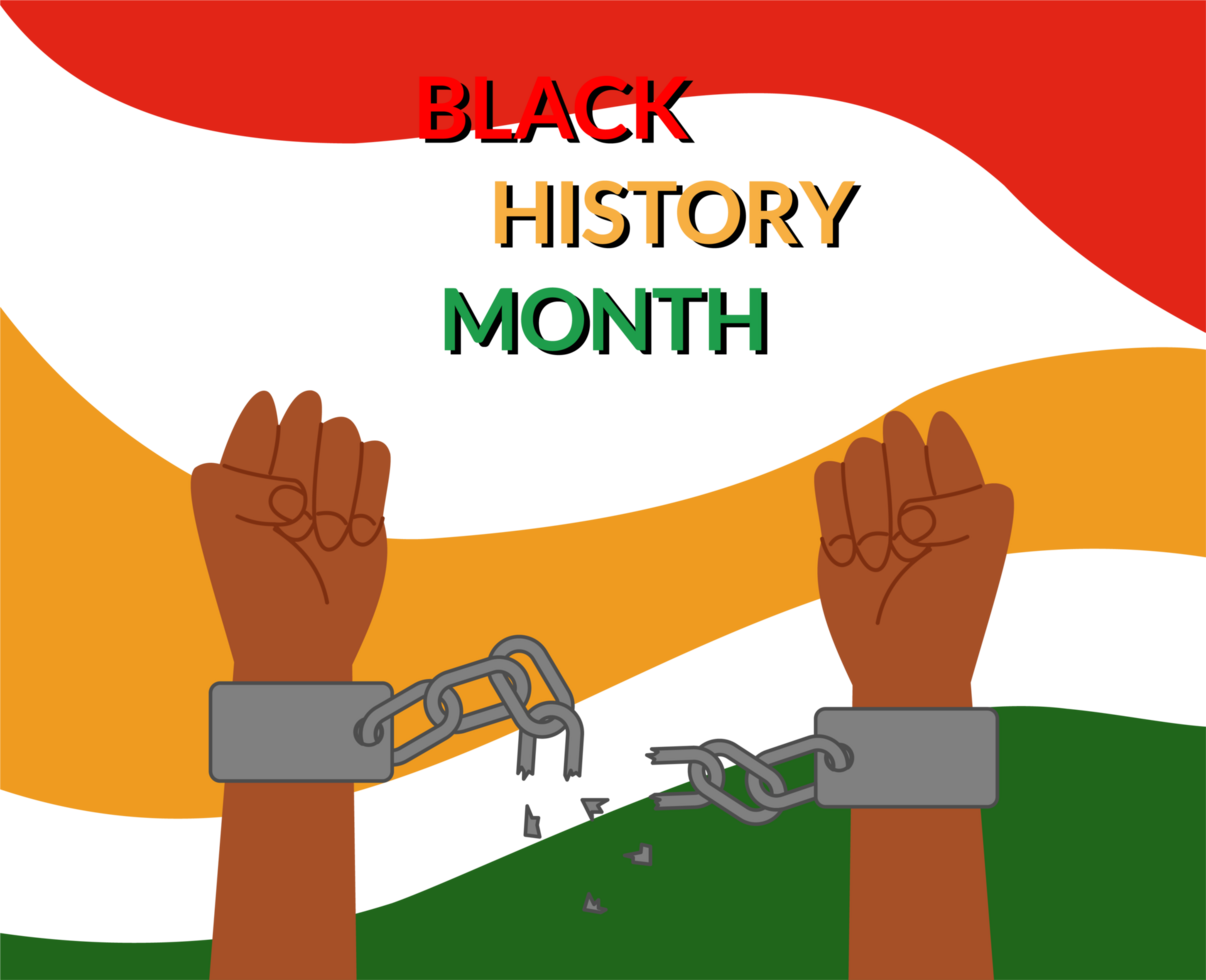 hands in chains illustration. chained hands illustration. raised fist illustration. hands in handcuffs. Celebration of Black History Month. Juneteenth background png