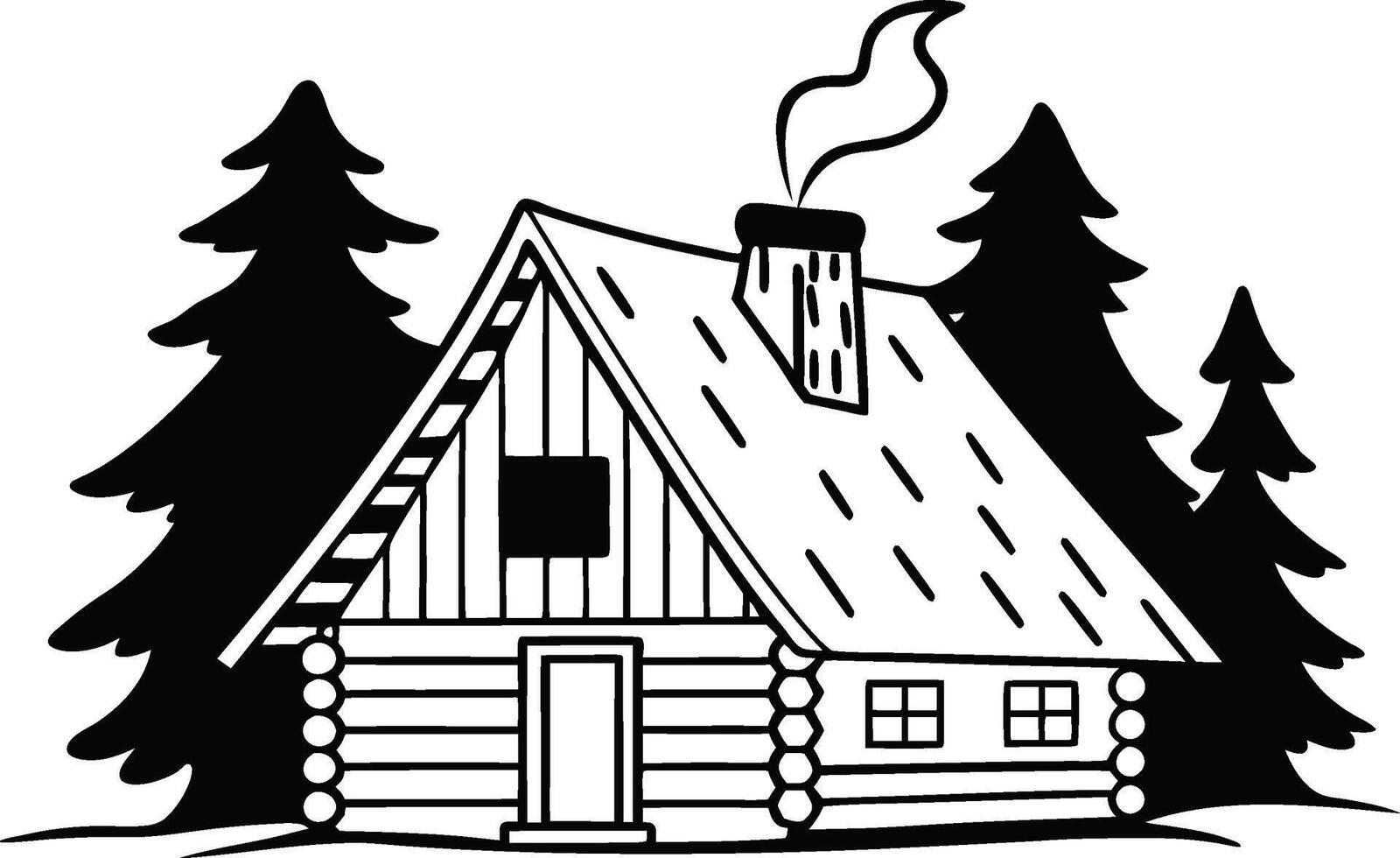 Cozy Cabin Set Of Silhouette vector