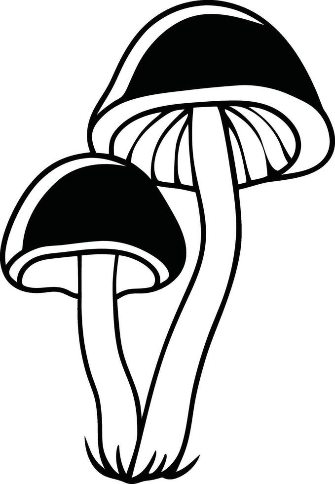 graphic drawing with lines mushroom vector