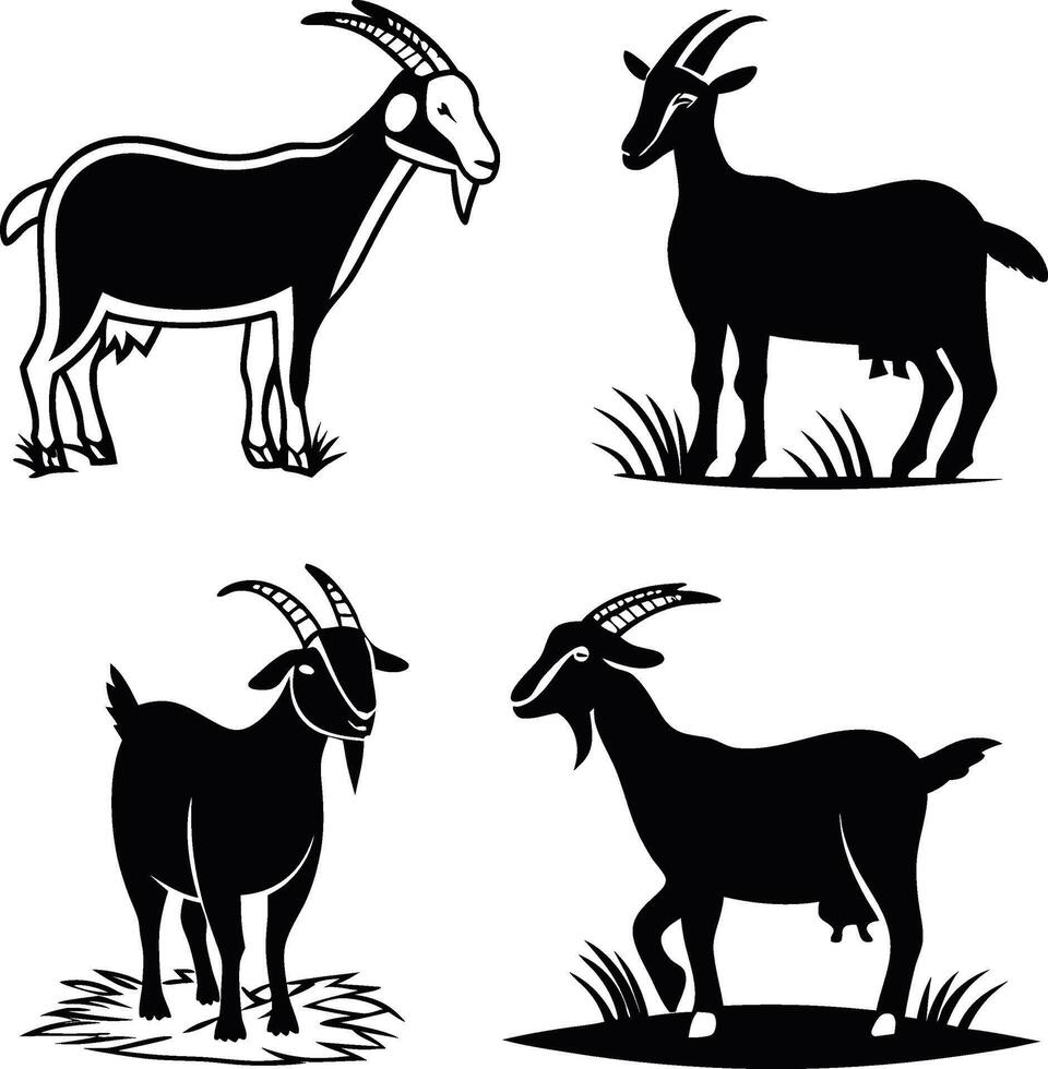 Goat Set Of Silhouette vector