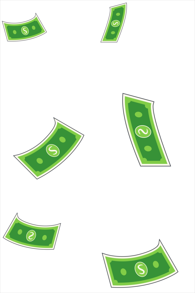 Falling American Dollar Bills Seamless Pattern png