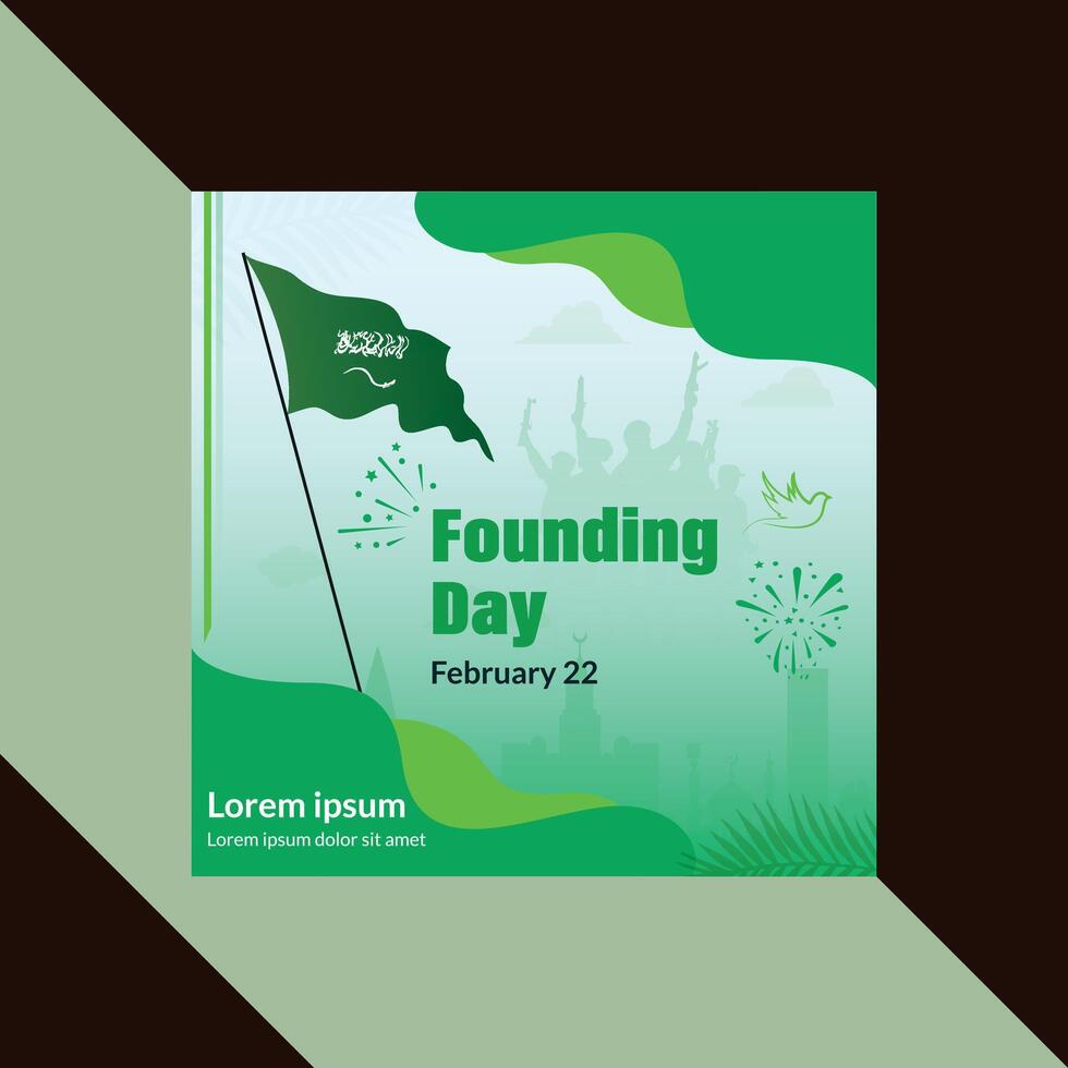 Founding Day Celebration in Saudi Arabia Social Media Post vector