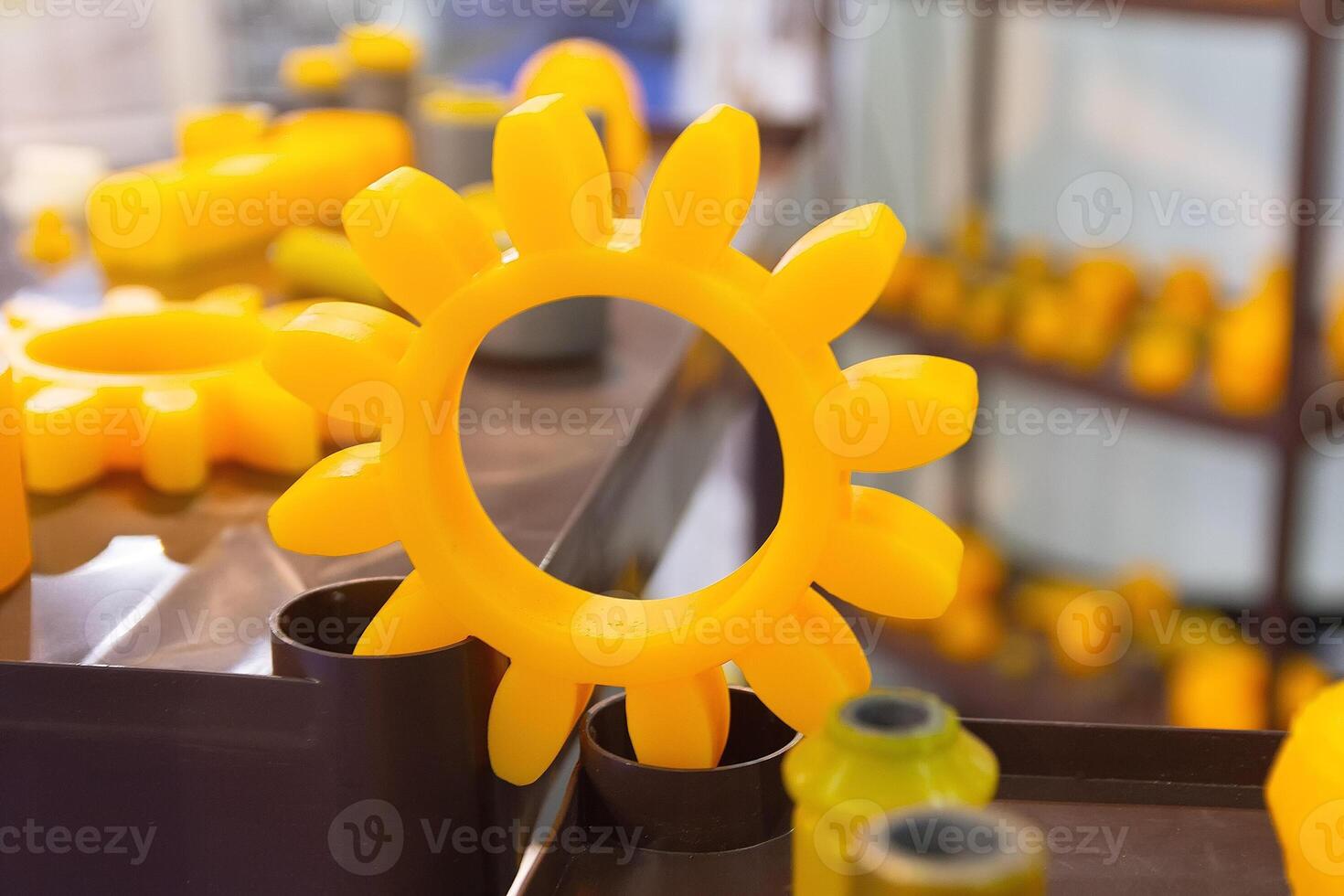 Products from polyurethane on the exhibition stand. Sale photo