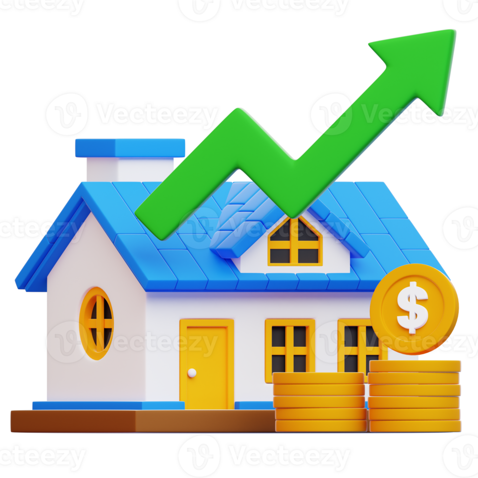 A visualized conceptual financial growth for property investment, it shows the concept of successful investment. png