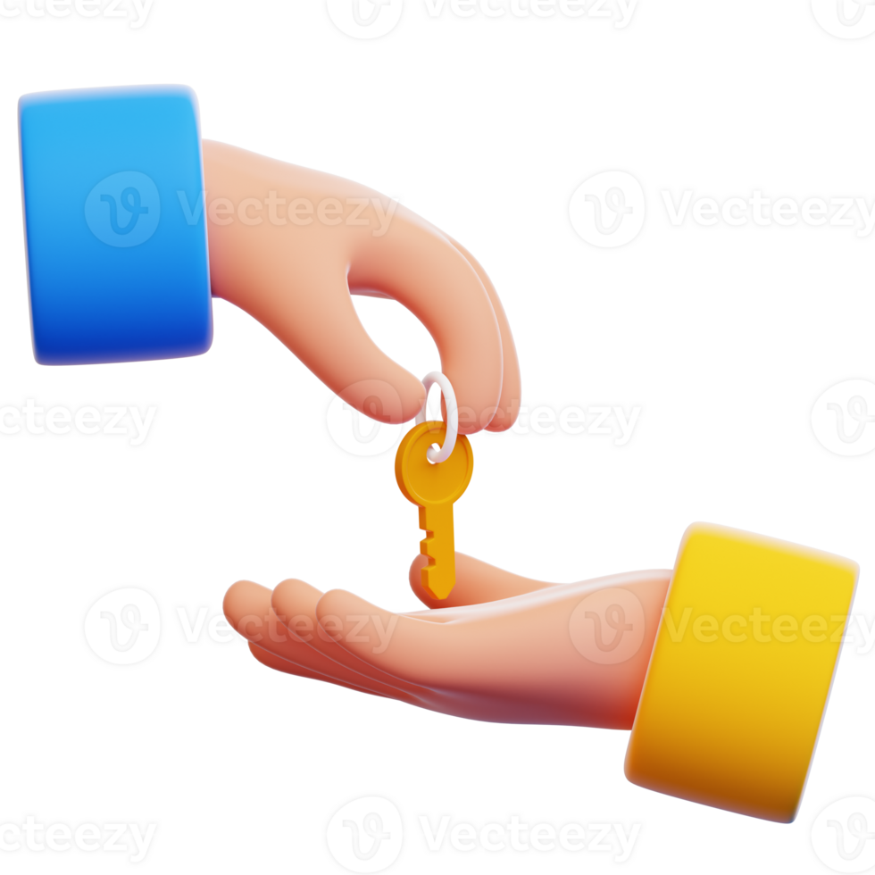 A golden key passes from one hand to another, symbolizing trust and new beginnings. this illustration is the visual expression of a important relationship. png
