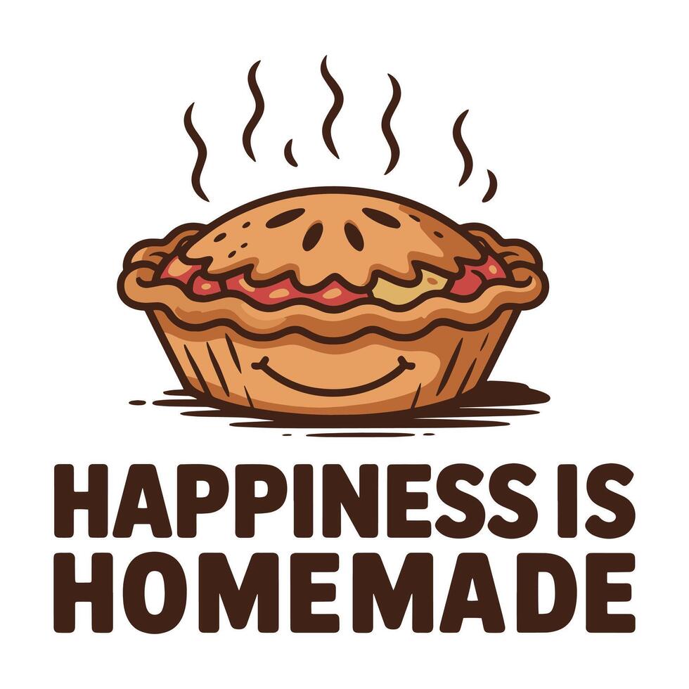 Happiness Is Homemade Pie Smile T Shirt Design vector