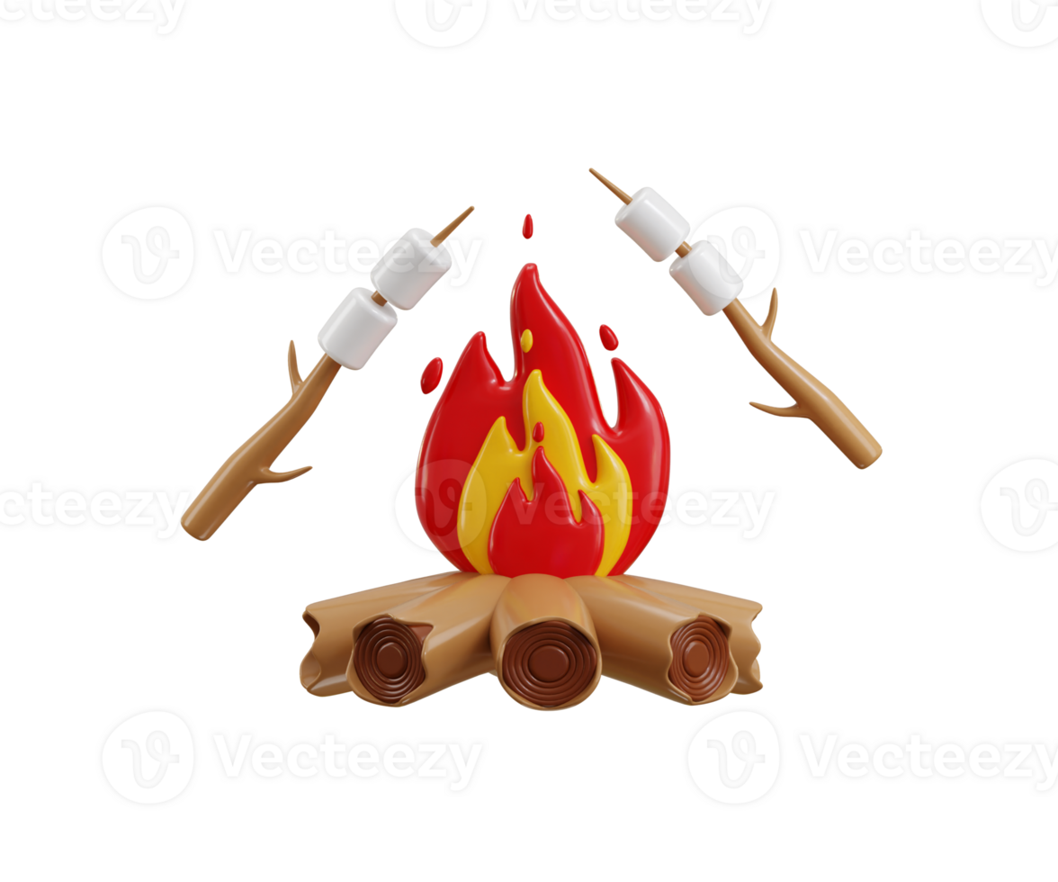 Roasting Marshmallows Icon 3d render concept of Toasting Marshmallows Over an Open bonfire icon illustration png
