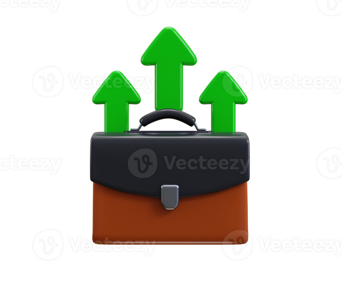 Briefcase with arrow icon 3d render concept of business development icon illustration png