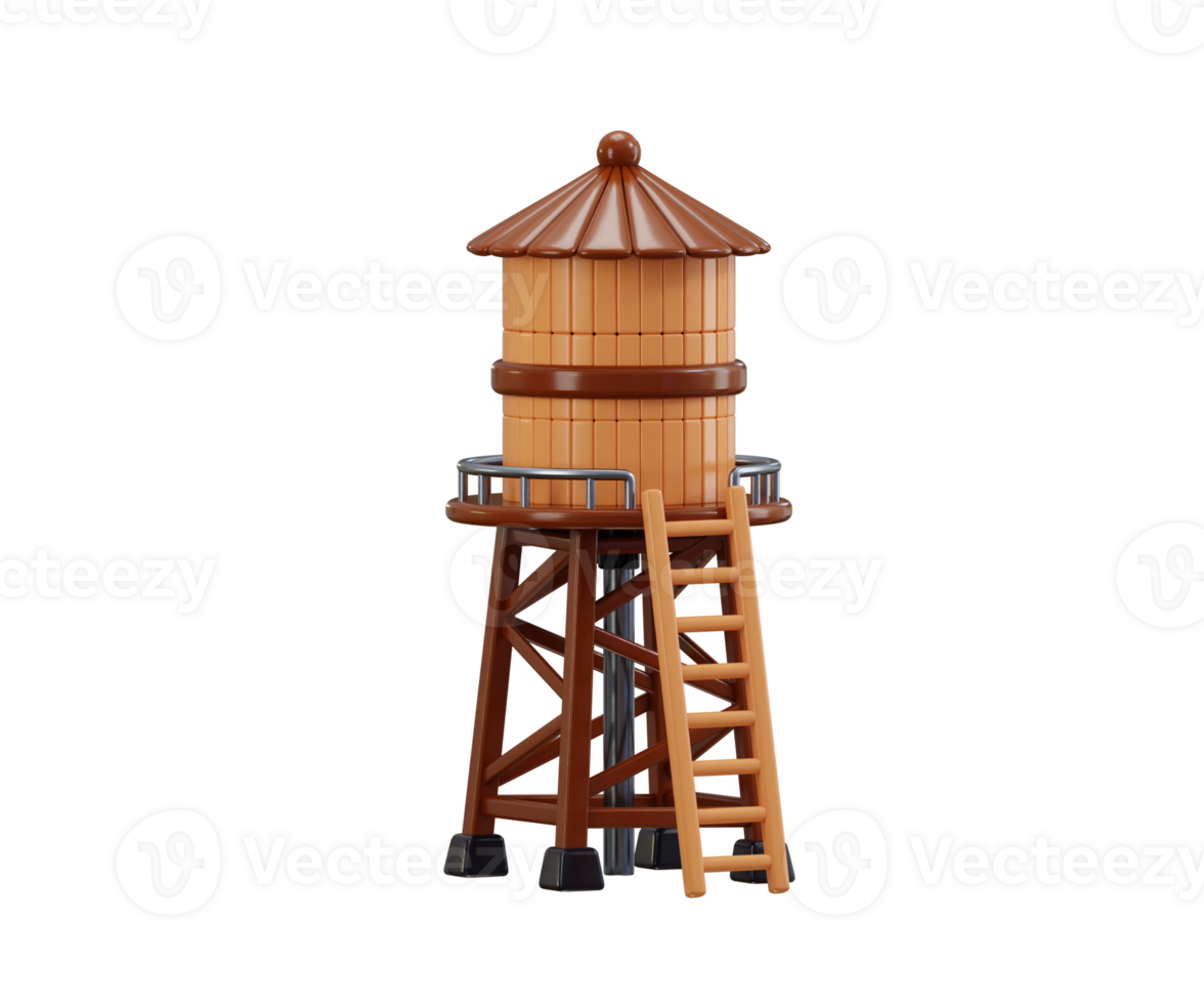 Water tower icon 3d render concept of 3d water tower public infrastructure icon illustration png