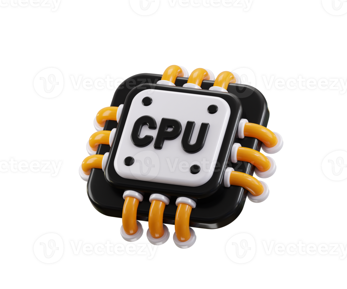 CPU processor icon 3d render concept of computer processor, microprocessor technology icon illustration png