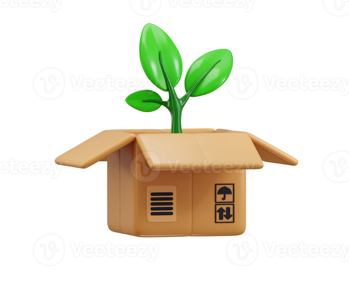 Sustainable Ecofriendly Packaging icon 3d render concept of recyclable environmental product icon illustration png
