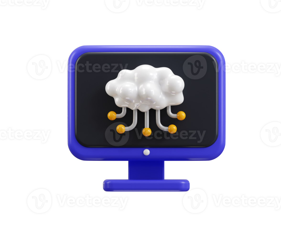 Cloud Computing icon 3d render concept of computing network technology infrastructure data diagram icon illustration png