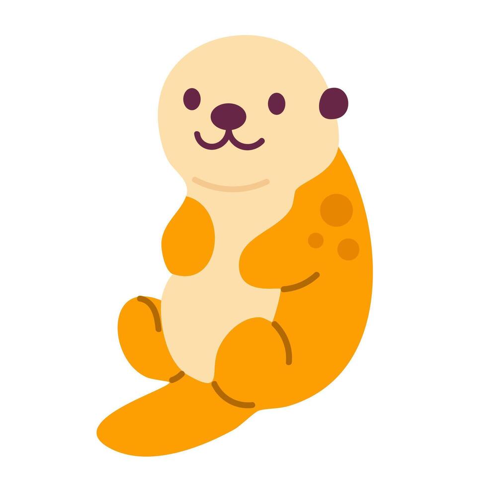Cute sea otter with orange and beige fur, sitting upright with a friendly expression, ideal for children's nature-themed content vector
