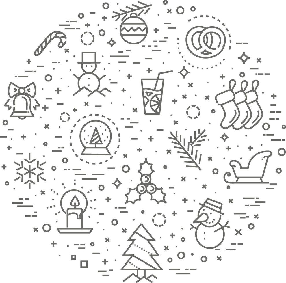 Xmas concept illustration, ine design template vector