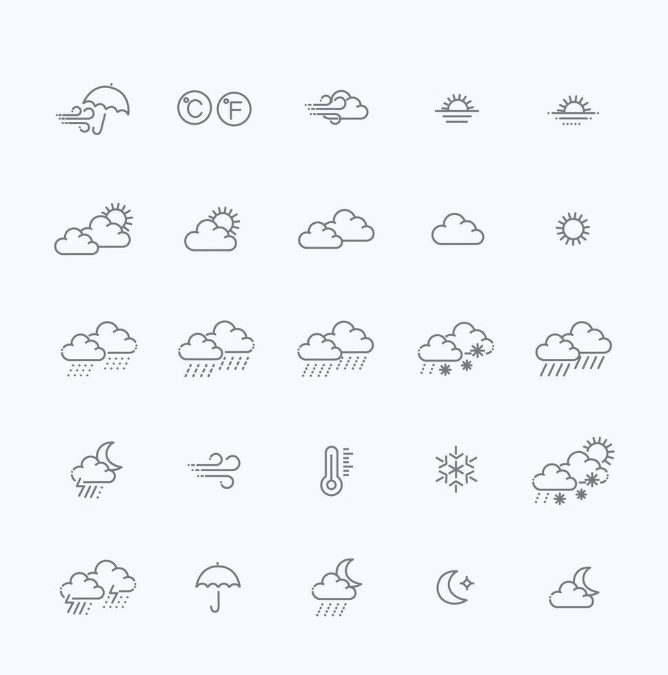 Weather forecast - outline web icon set, line icons collection vector