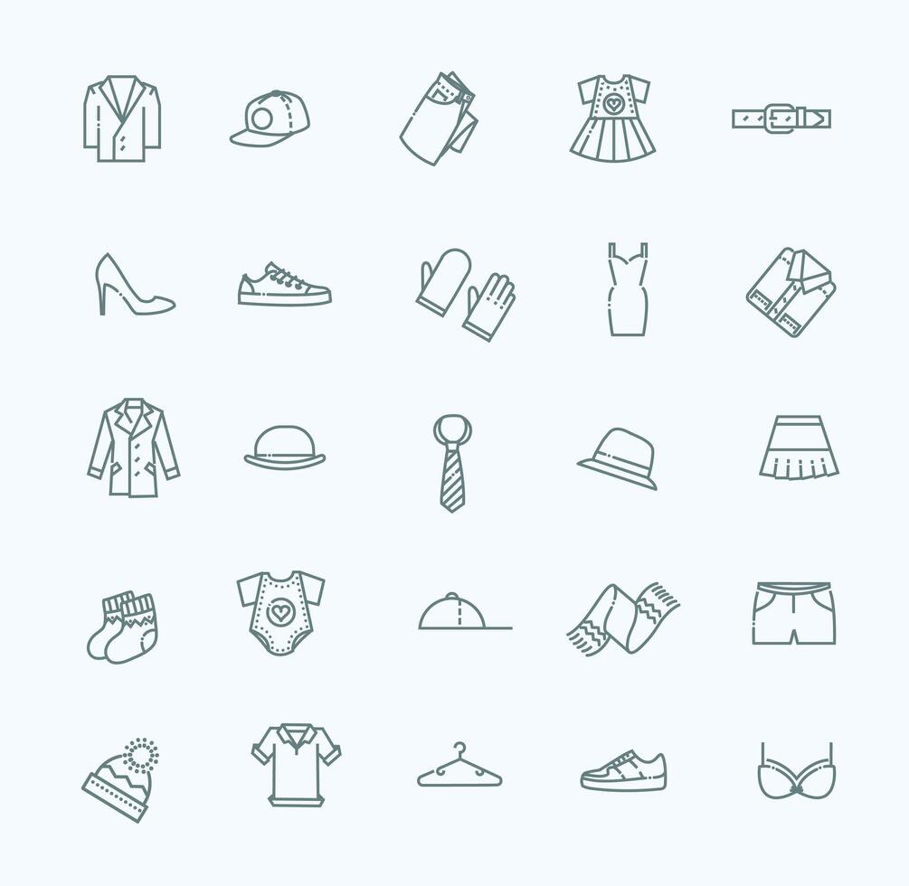 Clothes outline icons vector