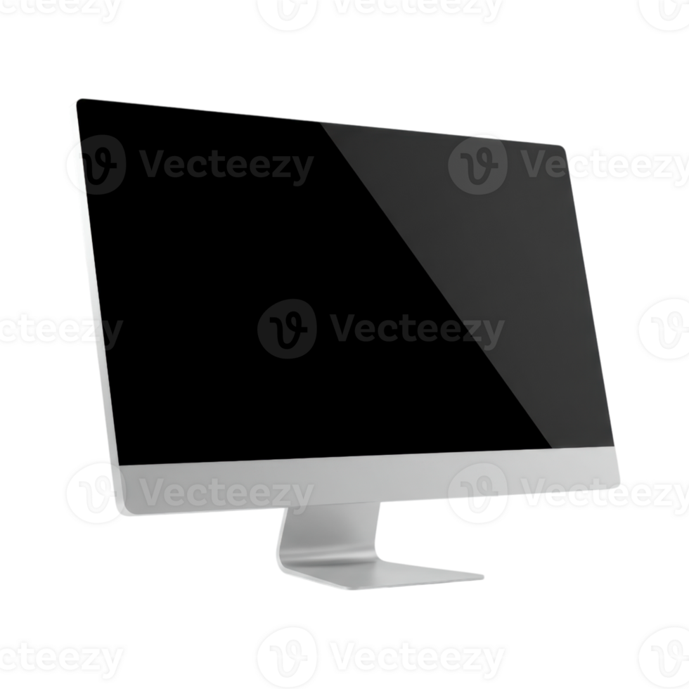 3D desktop computer monitor with blank screen and modern design png