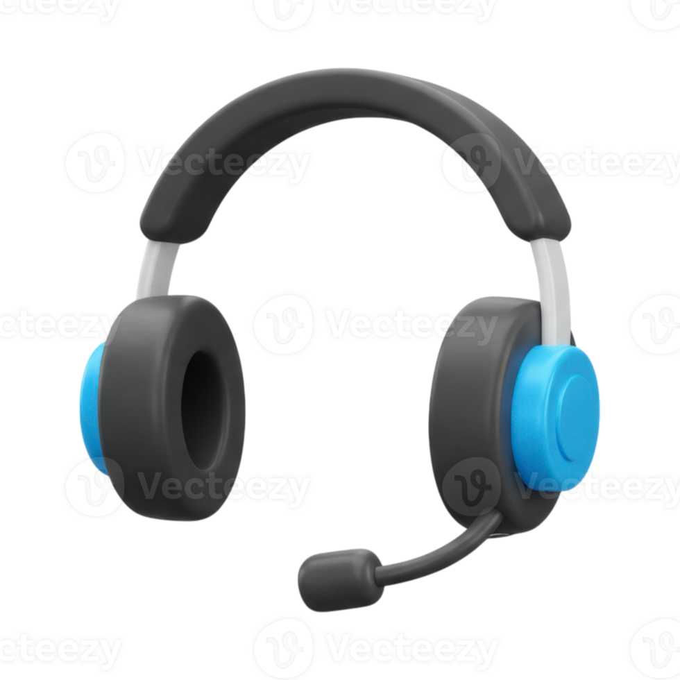 3D headset with microphone, ideal for communication and customer support png