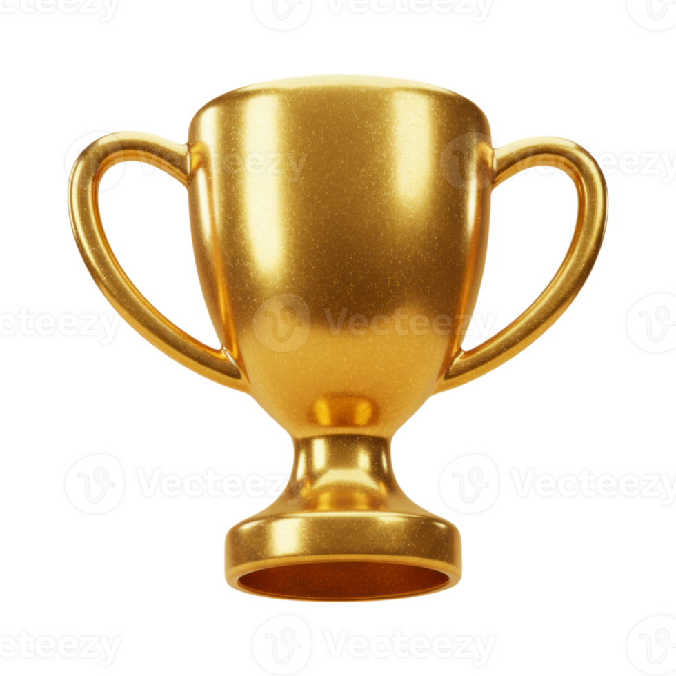 Golden 3D trophy cup for winner award and success png