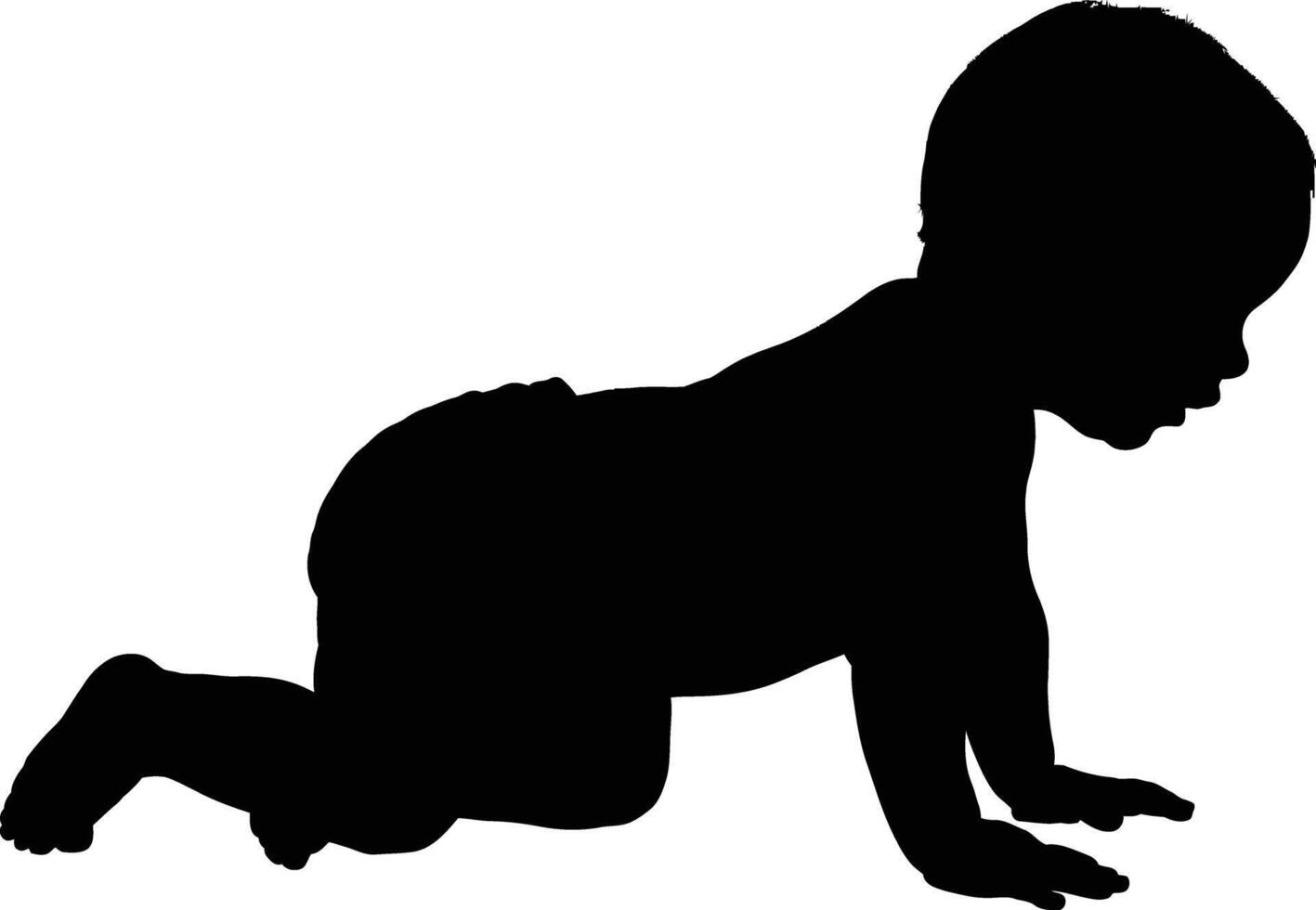 Silhouette of baby crawling on white vector