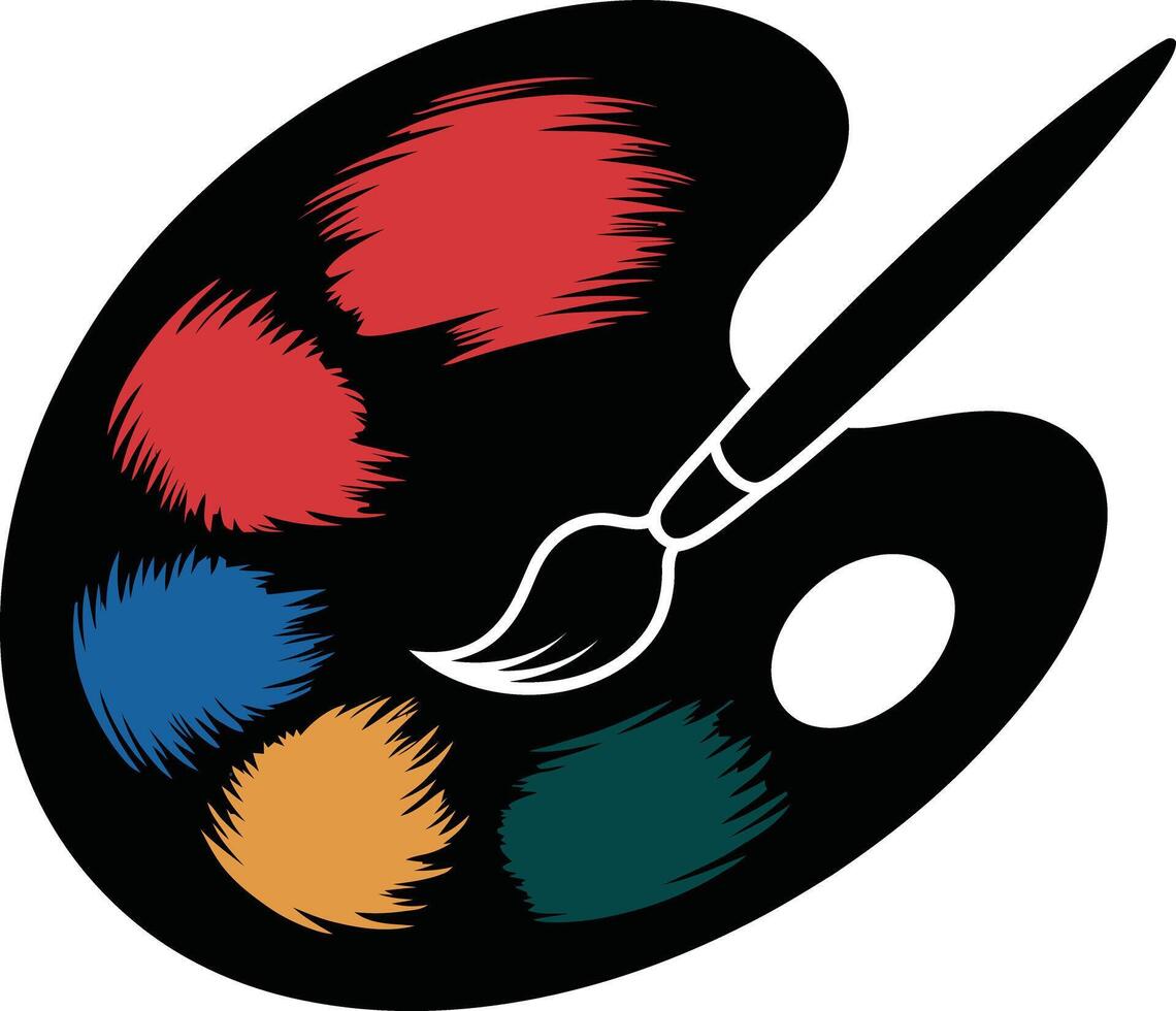 Artistic paint palette with paintbrush vector