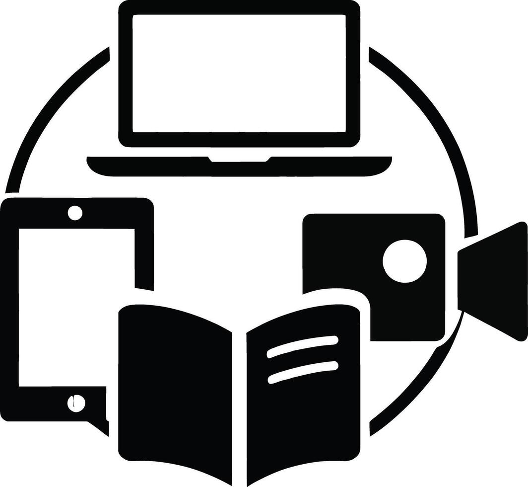 Digital learning resources connected devices vector