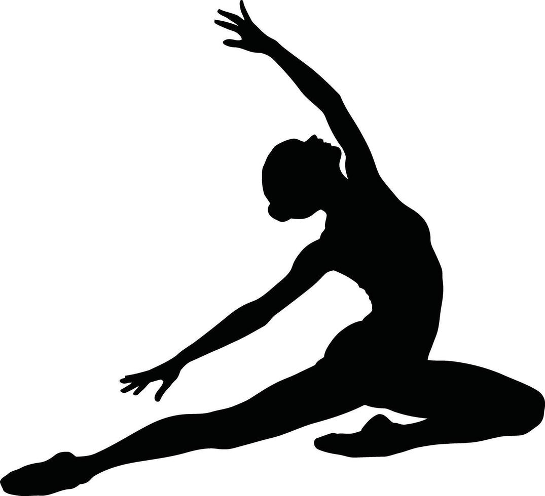 Silhouette of a ballerina in a split vector