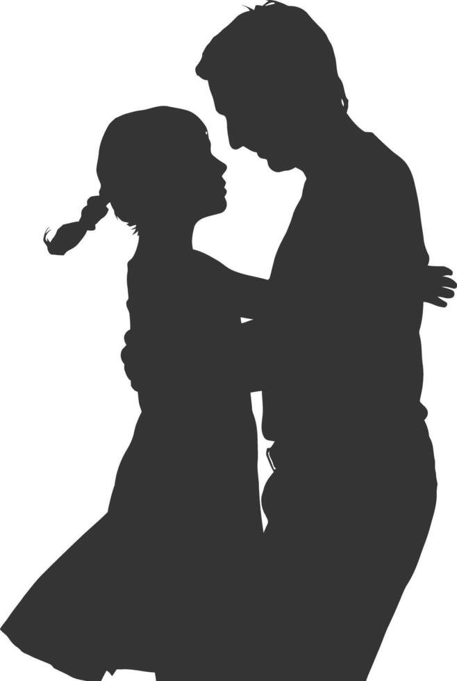 Silhouette of father and daughter embracing vector