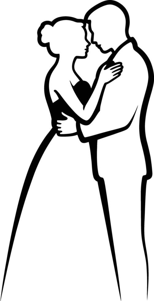 Romantic couple silhouette embrace illustration vector