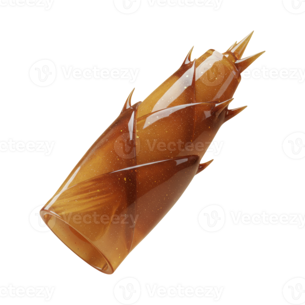 Realistic 3D bamboo shoot with glossy brown texture png